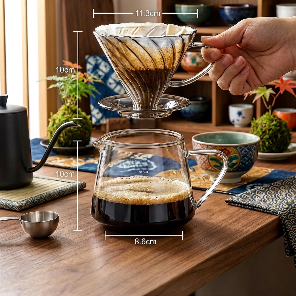 Kit Barista complet — Dripper & Serveur en verre 600ml