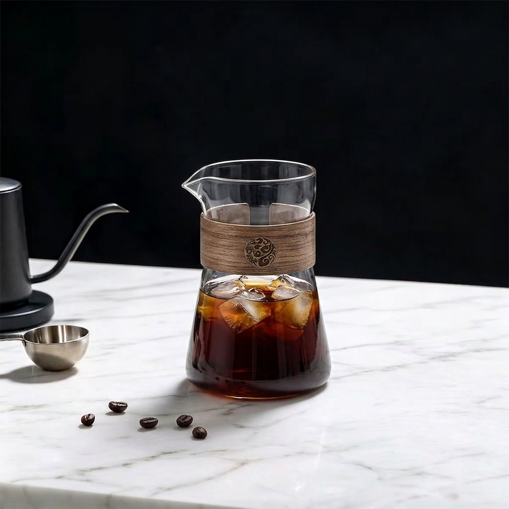 Carafe à café en verre 500 ml — collier bois