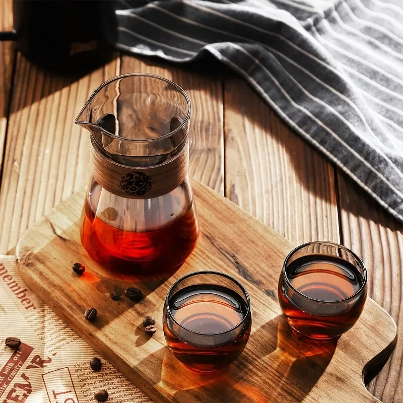 Carafe à café en verre 500 ml — collier bois